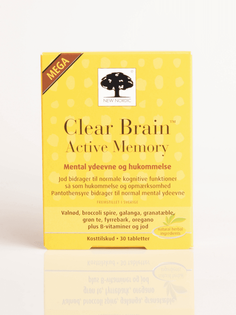 Gul New Nordic Clear Brain Active Memory kosttilskud til hukommelse og mental ydeevne, 30 tabletter