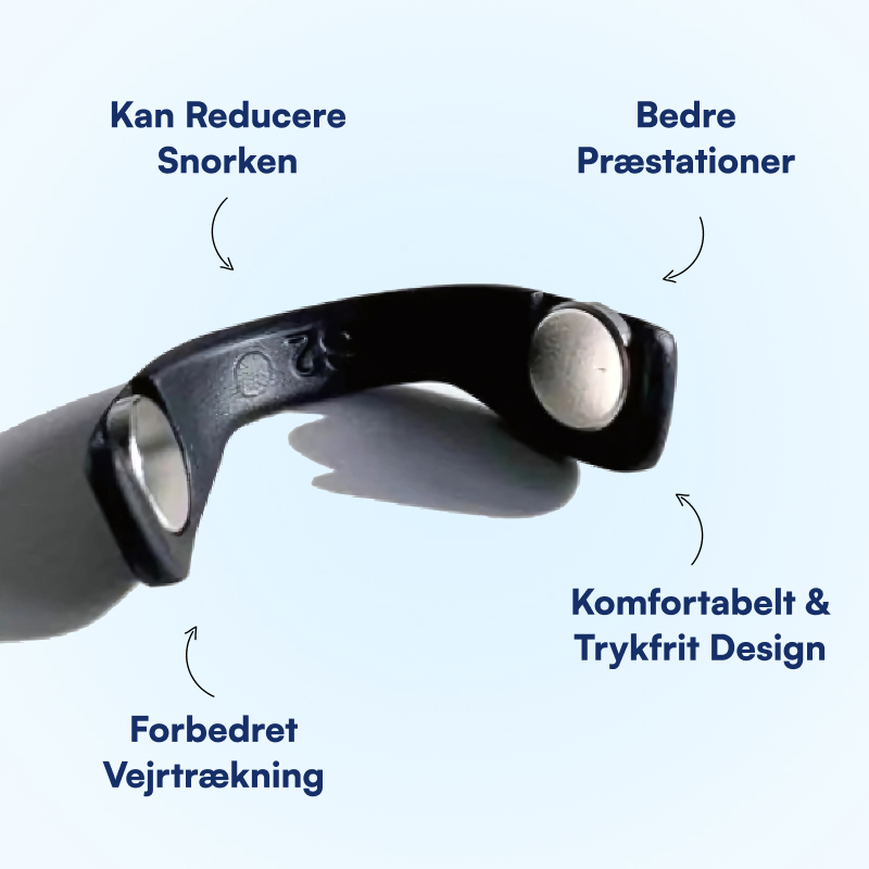 Sort U-formet magnetisk næseudvider med sølvmagneter, ergonomisk design mod snorken og bedre vejrtrækning